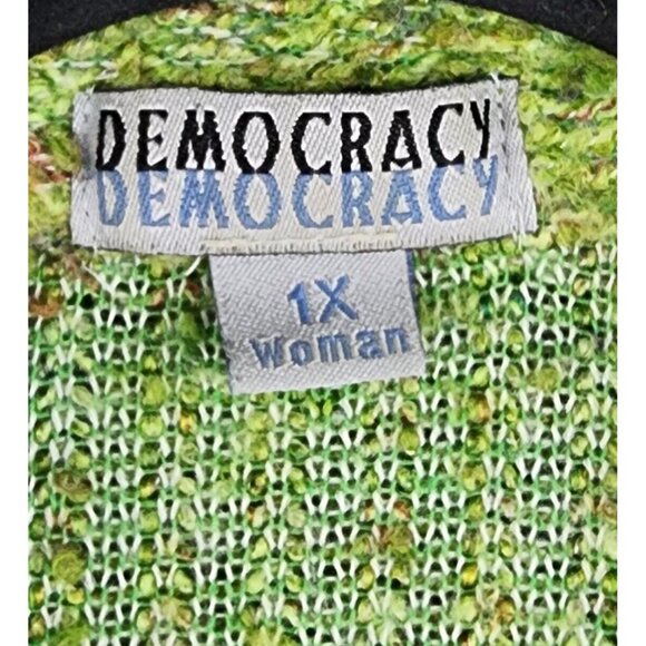 Democracy Jacket Womens 1X Green Button Front Long Sleeve 90s Y2k Vintage Coat - Picture 4 of 13